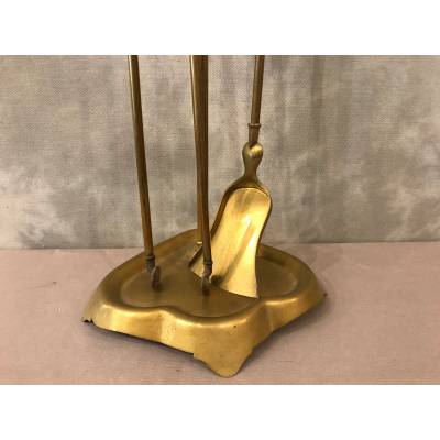 Servant of antique fireplace in vintage brass 19 th Louis Philippe