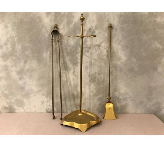 Servant of antique fireplace in vintage brass 19 th Louis Philippe