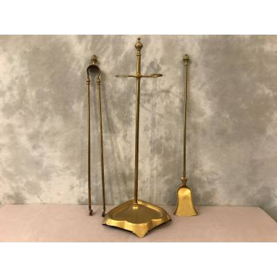 Servant of antique fireplace in vintage brass 19 th Louis Philippe