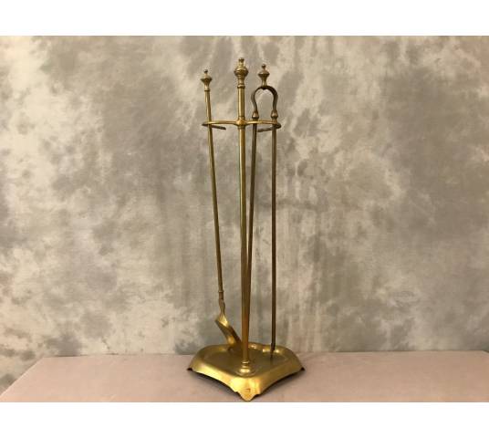 Servant of antique fireplace in vintage brass 19 th Louis Philippe