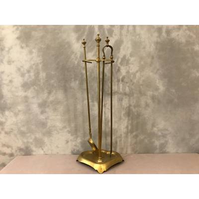 Servant of antique fireplace in vintage brass 19 th Louis Philippe