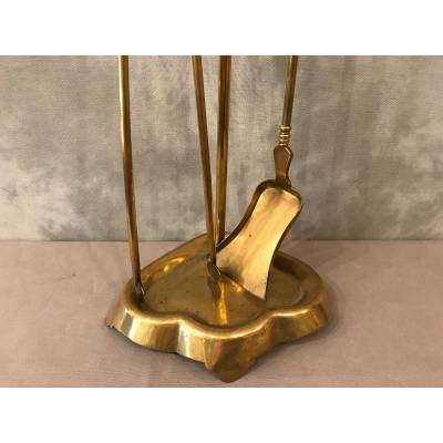 Servant of antique fireplace in vintage brass 19 th