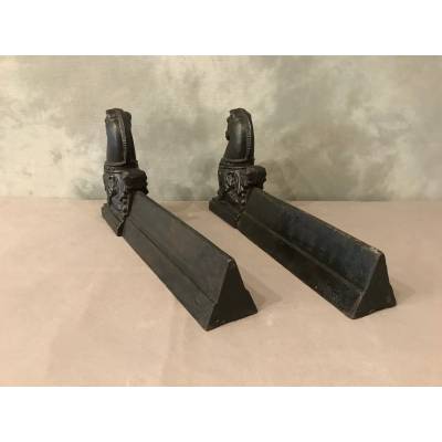 Pair of old cast iron tracks representing horses