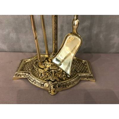 Servant of ancient fireplace in bronze and vintage brass 19 th