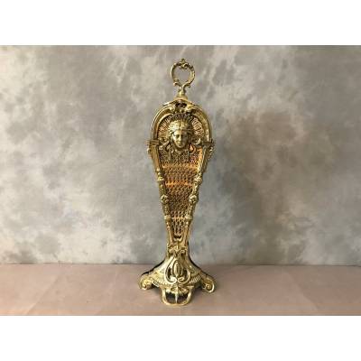 Beau pare feu en éventail en bronze d'époque 19 ème