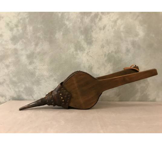 Large, rustic wood fireplace bellows 18 th