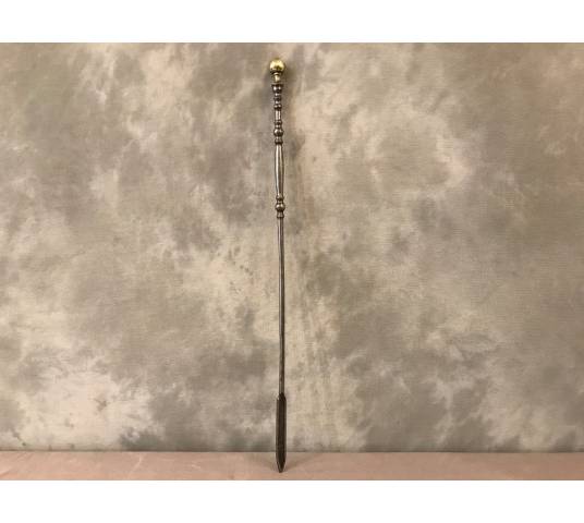Beau tisonnier, peak iron fire and vintage brass 19 th Empire