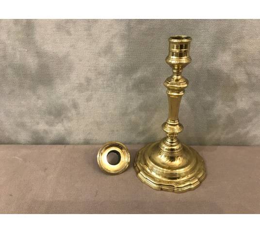 Bougeoir en bronze poli d'époque 19 ème