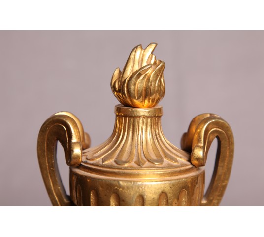 Ancient gilded bronze Chenets Transition 18 th