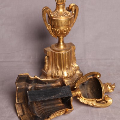 Ancient gilded bronze Chenets Transition 18 th