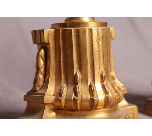 Ancient gilded bronze Chenets Transition 18 th