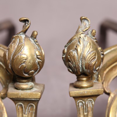 Pair of ancient bronze channels model with period characters 19 th Louis XV
