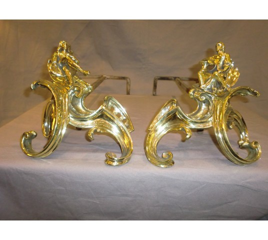 Pair of polished bronze channels 19 th Louis XV