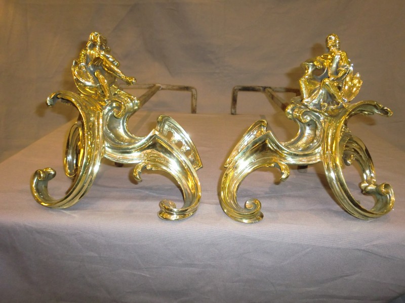 Pair of polished bronze channels 19 th Louis XV