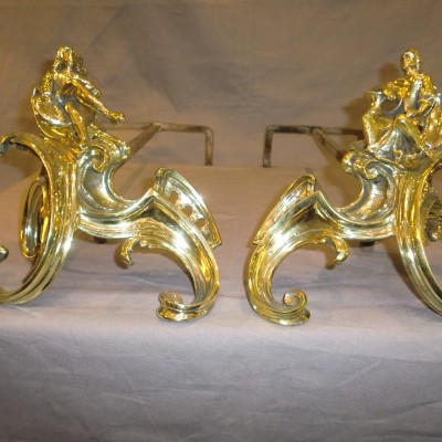 Pair of polished bronze channels 19 th Louis XV