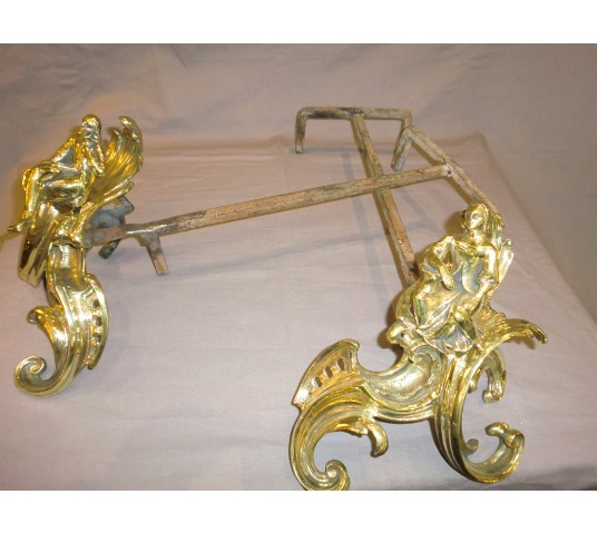Pair of polished bronze channels 19 th Louis XV