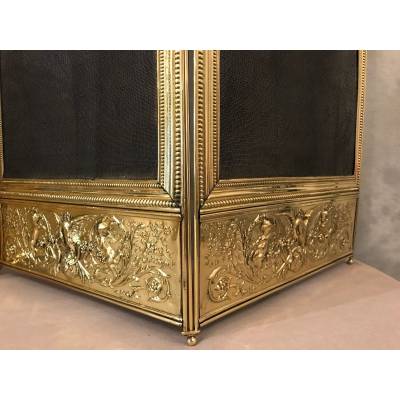 Beau firewall de fireplace ancien en Bronze et brass d' epoch 19 ème