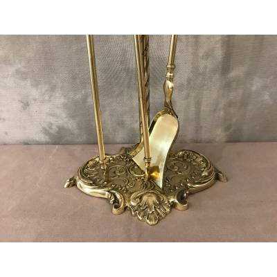 Servant of ancient brass and bronze fireplace 19 th