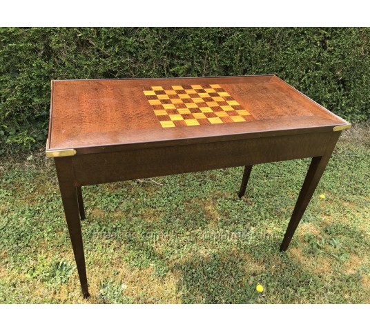 Table à jeux tric trac en marqueterie d'époque fin 19 ème