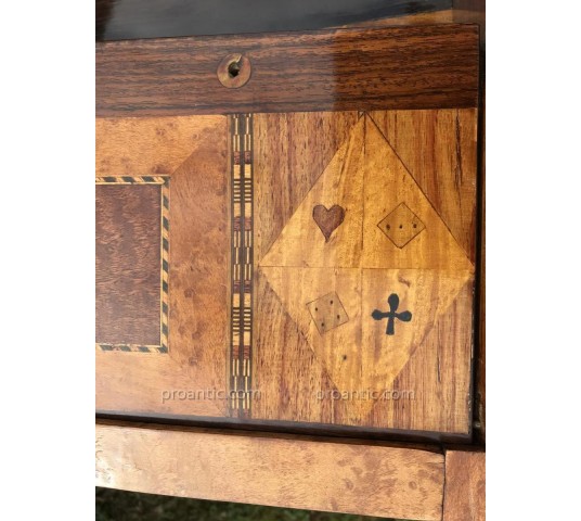 Table à jeux tric trac en marquetry d' époque fin 19 ème