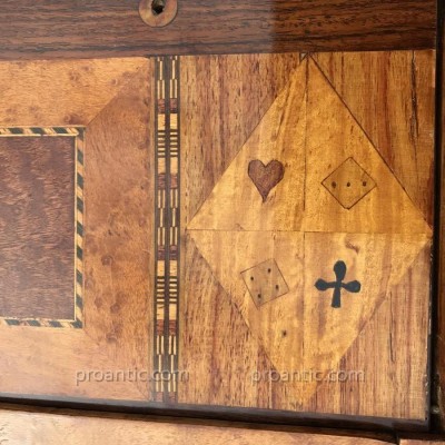 Table à jeux tric trac en marquetry d' époque fin 19 ème