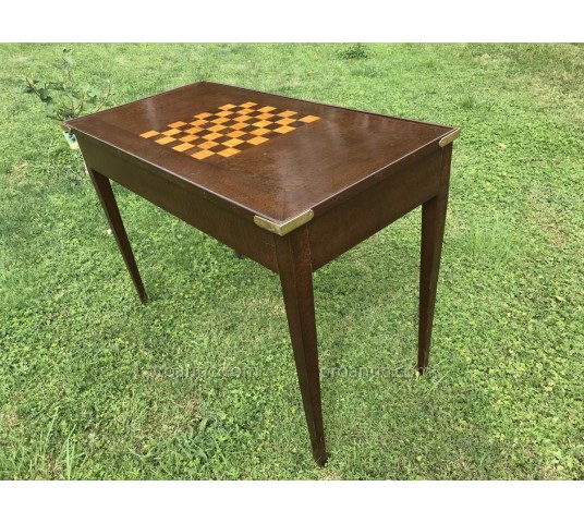 Table à jeux tric trac en marqueterie d'époque fin 19 ème