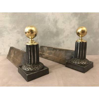 Pair of old cast iron and brass tracks from the 19th century
