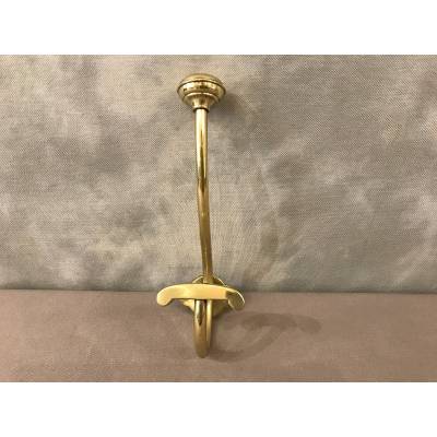 Coat hook, polished and varnished brass coat rack from the 19th century