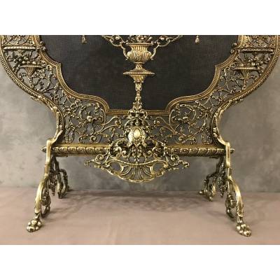 Beautiful firewall, bronze fireplace screen from the 19th century