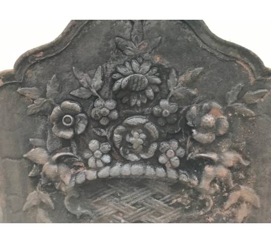 Plaque de cheminée ancienne en fonte d'époque 19 ème
