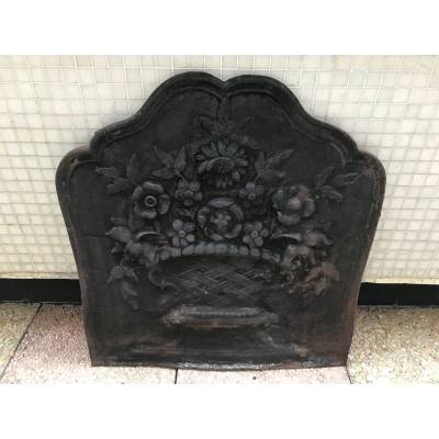 Plaque de cheminée ancienne en fonte d'époque 19 ème
