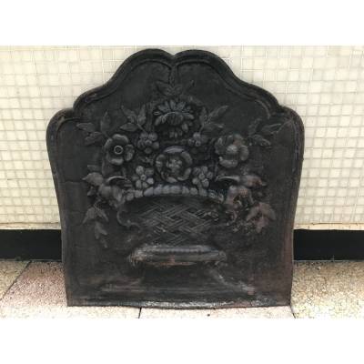 Plaque de cheminée ancienne en fonte d'époque 19 ème