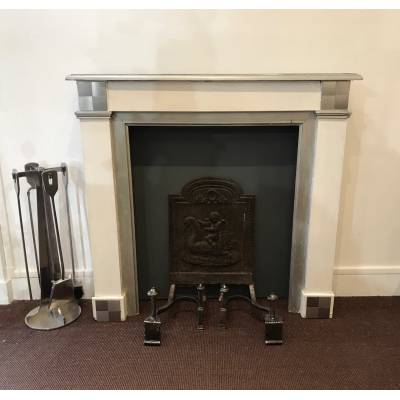Decorative painted wood fireplace in an Art Deco spirit