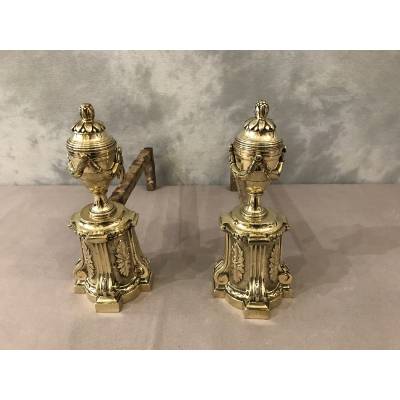 Pair of antique bronze Louis XVI style caterpillars from the 19th century