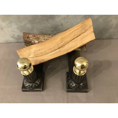 Pair of small old cast iron and brass caterpillars from the 19th century