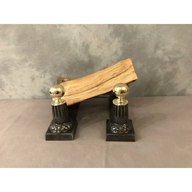 Pair of small old cast iron and brass caterpillars from the 19th century