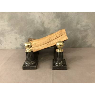 Pair of small old cast iron and brass caterpillars from the 19th century