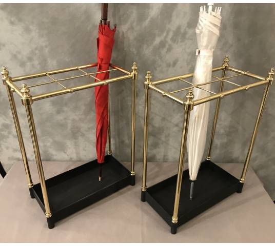 Paire de porte parapluies en laiton d'époque fin 19 ème