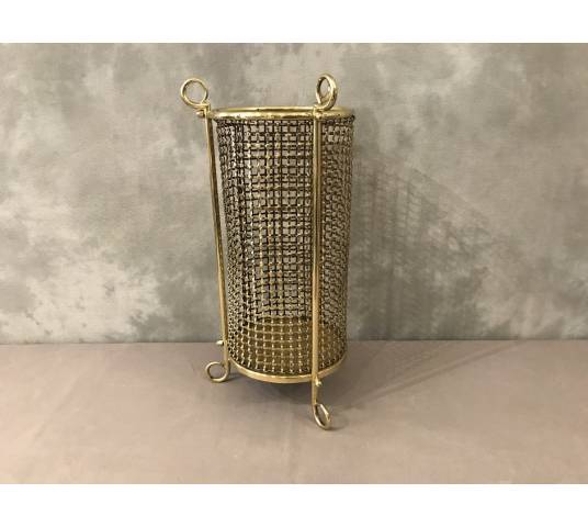 Beautiful brass paper basket completely polished and varnished around 1940