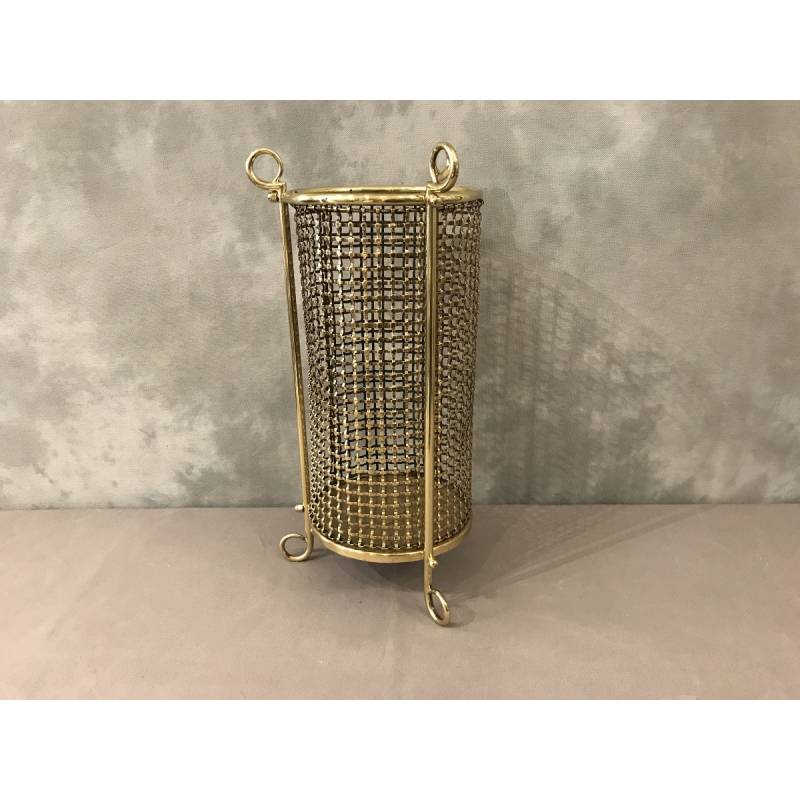 Beautiful brass paper basket completely polished and varnished around 1940