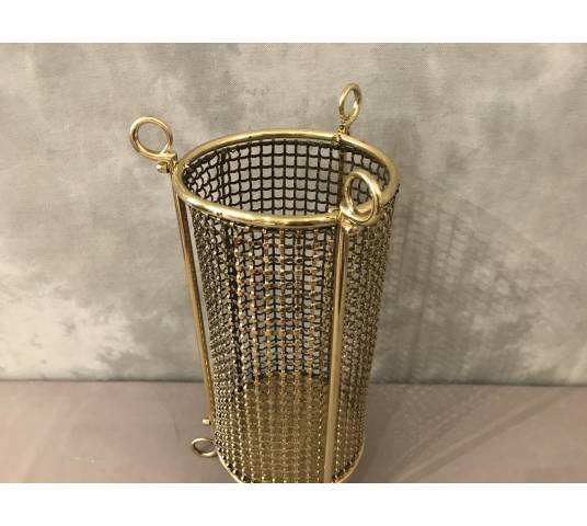 Beautiful brass paper basket completely polished and varnished around 1940