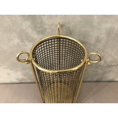 Beautiful brass paper basket completely polished and varnished around 1940