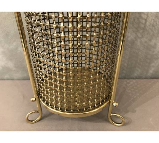 Beautiful brass paper basket completely polished and varnished around 1940