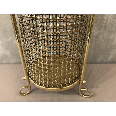 Beautiful brass paper basket completely polished and varnished around 1940