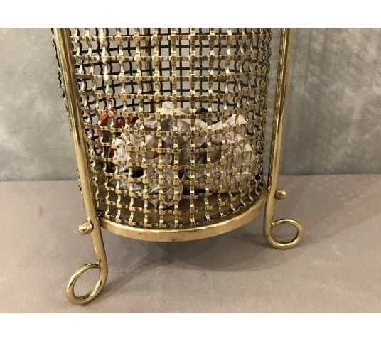 Beautiful brass paper basket completely polished and varnished around 1940