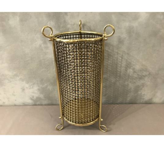 Beautiful brass paper basket completely polished and varnished around 1940