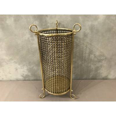 Beautiful brass paper basket completely polished and varnished around 1940