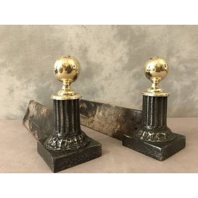Pair of old cast iron and brass tracks from the 19th century