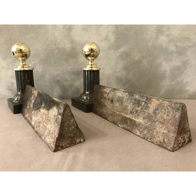 Pair of old cast iron and brass tracks from the 19th century
