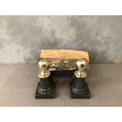 Pair of old cast iron and brass tracks from the 19th century